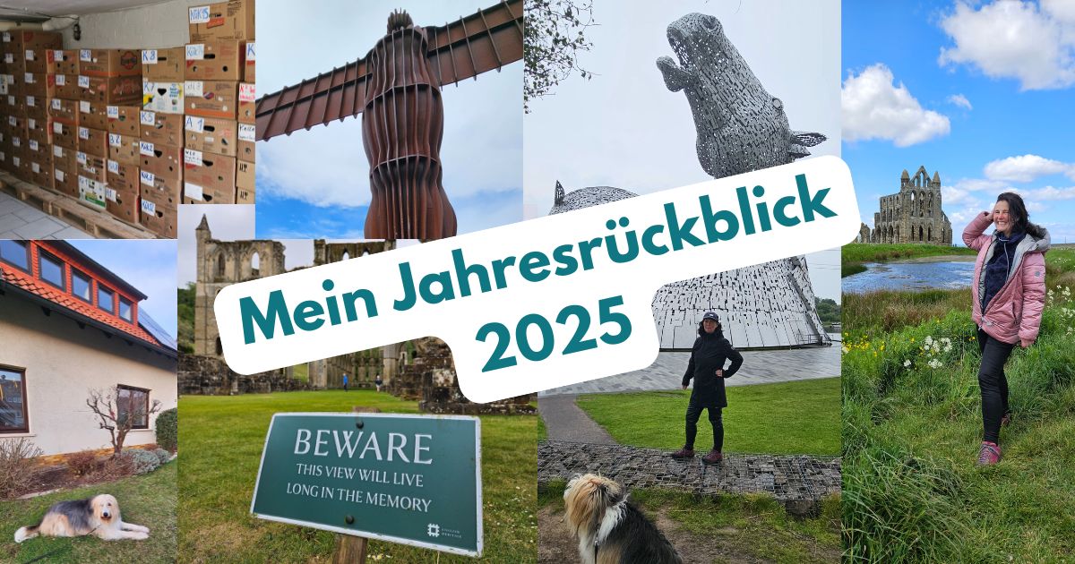 Kollage aus Bildern von Schottland 2025 und dem Umzug ins neue Zuhause in Extertal